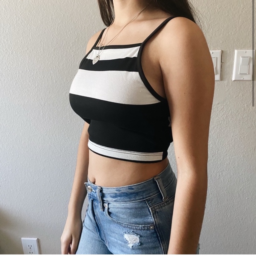 Papaya Black and White Striped Tank Top